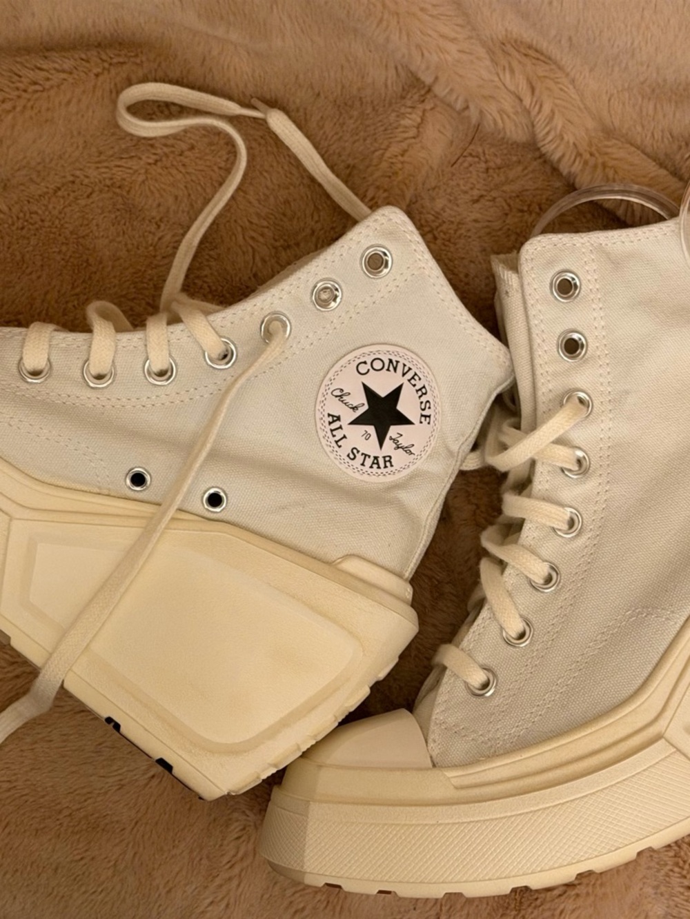 Converse High Top Platform Sneakers - Off-White/Cream